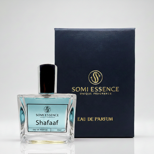 Somi Essence Shafaaf Eau de Parfum bottle and packaging on a white background