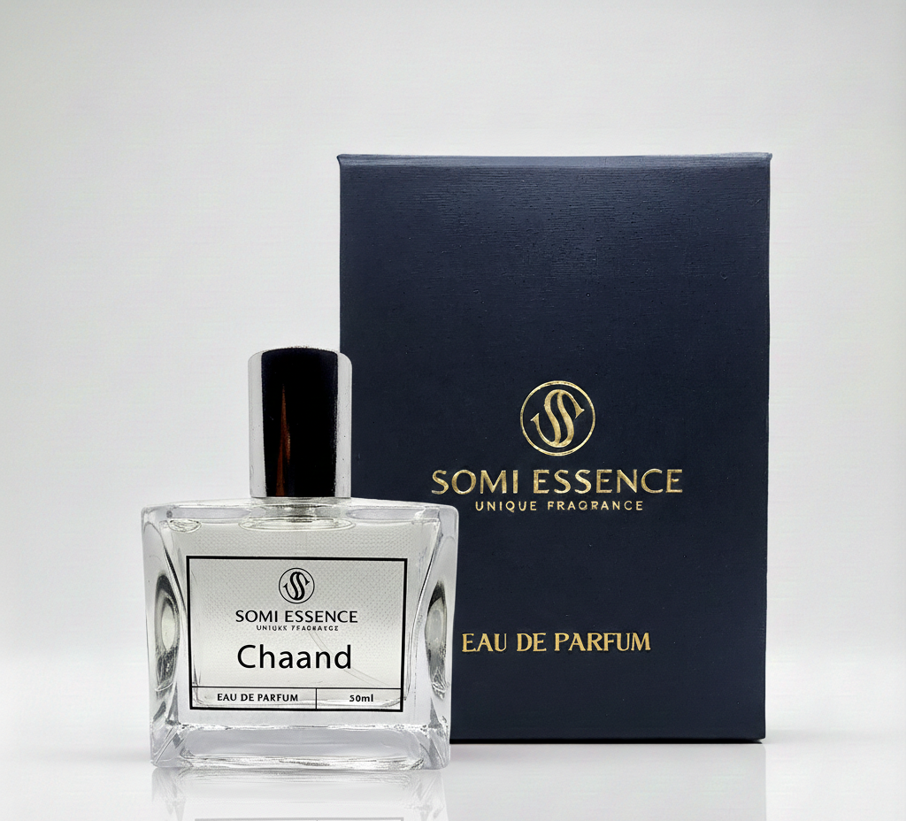 Somi Essence Eau de Parfum bottle and packaging on a white background