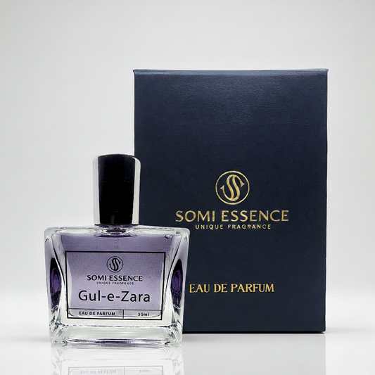 Somi Essence Eau de Parfum bottle and packaging on a white background